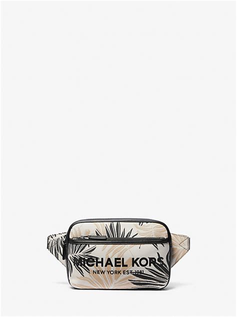 michael kors travel palm print bag|Cooper Slim Palm Jacquard Belt Bag .